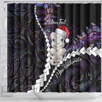 New Zealand Personalised Shower Curtain Meri Kirihimete Kowhaiwhai Mix Paua Shell - Amethys