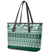 Hawaii Rainbow Warriors Christmas Leather Tote Bag Kakau Motifs LT7 - Polynesian Pride