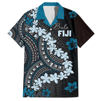 Bula Fiji Women's Day Family Matching Off The Shoulder Long Sleeve Dress and Hawaiian Shirt Indigo Masi Tapa