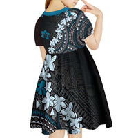 Bula Fiji Women's Day Kid Short Sleeve Dress Indigo Masi Tapa