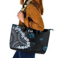 Bula Fiji Women's Day Leather Tote Bag Indigo Masi Tapa