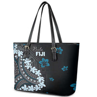 Bula Fiji Women's Day Leather Tote Bag Indigo Masi Tapa