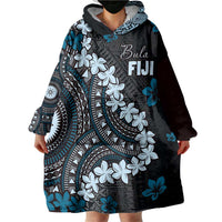 Bula Fiji Women's Day Wearable Blanket Hoodie Indigo Masi Tapa