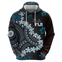 Bula Fiji Women's Day Zip Hoodie Indigo Masi Tapa