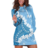 Bula Fiji Women's Day Hoodie Dress Turquoise Masi Tapa