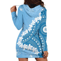 Bula Fiji Women's Day Hoodie Dress Turquoise Masi Tapa