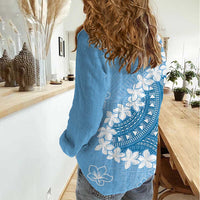 Bula Fiji Women's Day Women Casual Shirt Turquoise Masi Tapa