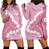 Bula Fiji Women's Day Hoodie Dress Pink Masi Tapa