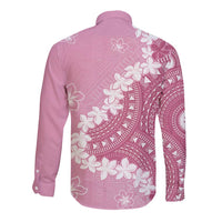 Bula Fiji Women's Day Long Sleeve Button Shirt Pink Masi Tapa LT7 - Polynesian Pride
