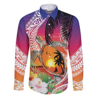 Polynesian Dreamy Turtle Family Matching Mermaid Dress and Hawaiian Shirt Sunset Scenery