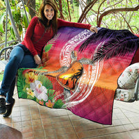 Polynesian Dreamy Turtle Quilt Sunset Scenery