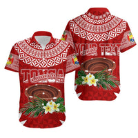 Personalised Tonga Independence Day Hawaiian Shirt Kumete Kava Bowl With Plumeria LT7 Red - Polynesian Pride
