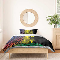 New Caledonia Kanaky Bedding Set Stylized Fleche Faitiere With Kagu Bird