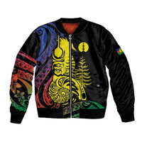 New Caledonia Kanaky Bomber Jacket Stylized Fleche Faitiere With Kagu Bird