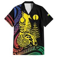 New Caledonia Kanaky Family Matching Long Sleeve Bodycon Dress and Hawaiian Shirt Stylized Fleche Faitiere With Kagu Bird