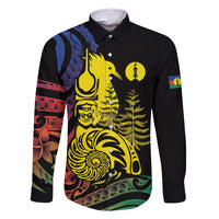 New Caledonia Kanaky Family Matching Tank Maxi Dress and Hawaiian Shirt Stylized Fleche Faitiere With Kagu Bird