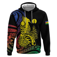 New Caledonia Kanaky Hoodie Stylized Fleche Faitiere With Kagu Bird