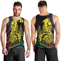 New Caledonia Kanaky Men Tank Top Stylized Fleche Faitiere With Kagu Bird