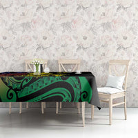 New Caledonia Kanaky Tablecloth Stylized Fleche Faitiere With Kagu Bird