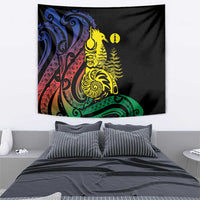 New Caledonia Kanaky Tapestry Stylized Fleche Faitiere With Kagu Bird