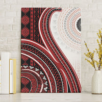 Bula Fiji Vintage Tapa Canvas Wall Art Kaivity Masi Wave Motifs - Red