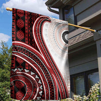 Bula Fiji Vintage Tapa Garden Flag Kaivity Masi Wave Motifs - Red