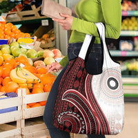 Bula Fiji Vintage Tapa Grocery Bag Kaivity Masi Wave Motifs - Red