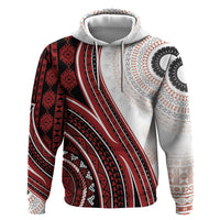 Bula Fiji Vintage Tapa Hoodie Kaivity Masi Wave Motifs - Red