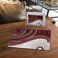 Bula Fiji Vintage Tapa Puzzle Kaivity Masi Wave Motifs - Red LT7 - Polynesian Pride