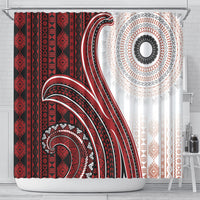 Bula Fiji Vintage Tapa Shower Curtain Kaivity Masi Wave Motifs - Red LT7 - Polynesian Pride