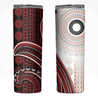 Bula Fiji Vintage Tapa Skinny Tumbler Kaivity Masi Wave Motifs - Red LT7 Red - Polynesian Pride