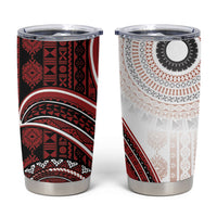 Bula Fiji Vintage Tapa Tumbler Cup Kaivity Masi Wave Motifs - Red LT7 Red - Polynesian Pride