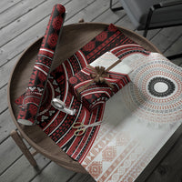 Bula Fiji Vintage Tapa Wrapping Paper Kaivity Masi Wave Motifs - Red LT7 - Polynesian Pride