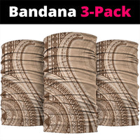 Bula Fiji Vintage Tapa Neck Gaiter Kaivity Masi Wave Motifs - Mocha