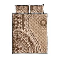 Bula Fiji Vintage Tapa Quilt Bed Set Kaivity Masi Wave Motifs - Mocha