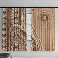 Bula Fiji Vintage Tapa Window Curtain Kaivity Masi Wave Motifs - Mocha