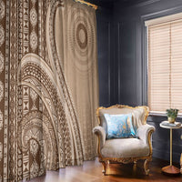 Bula Fiji Vintage Tapa Window Curtain Kaivity Masi Wave Motifs - Mocha
