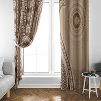 Bula Fiji Vintage Tapa Window Curtain Kaivity Masi Wave Motifs - Mocha