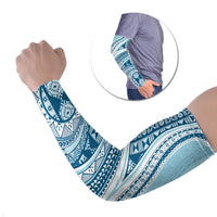 Bula Fiji Vintage Tapa Arm Sleeves Kaivity Masi Wave Motifs - Turquoise