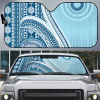 Bula Fiji Vintage Tapa Auto Sun Shade Kaivity Masi Wave Motifs - Turquoise