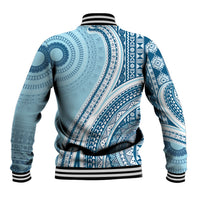 Bula Fiji Vintage Tapa Baseball Jacket Kaivity Masi Wave Motifs - Turquoise LT7 - Polynesian Pride