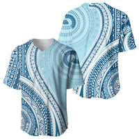 Bula Fiji Vintage Tapa Baseball Jersey Kaivity Masi Wave Motifs - Turquoise