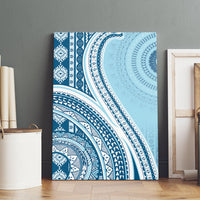 Bula Fiji Vintage Tapa Canvas Wall Art Kaivity Masi Wave Motifs - Turquoise LT7 - Polynesian Pride