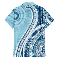 Bula Fiji Vintage Tapa Family Matching Short Sleeve Bodycon Dress and Hawaiian Shirt Kaivity Masi Wave Motifs - Turquoise