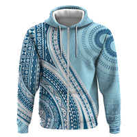 Bula Fiji Vintage Tapa Hoodie Kaivity Masi Wave Motifs - Turquoise LT7 Zip Hoodie Turquoise - Polynesian Pride