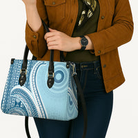 Bula Fiji Vintage Tapa Leather Bag Kaivity Masi Wave Motifs - Turquoise