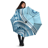 Bula Fiji Vintage Tapa Umbrella Kaivity Masi Wave Motifs - Turquoise