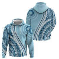 Bula Fiji Vintage Tapa Zip Hoodie Kaivity Masi Wave Motifs - Turquoise LT7 - Polynesian Pride