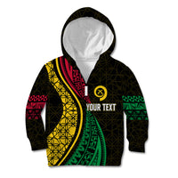 Personalised Vanuatu Kid Hoodie Melanesian Sand Drawing Mixed - Ni Van and Proud LT7 Zip Hoodie Black - Polynesian Pride