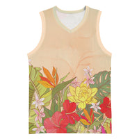 Mahalo Hawaii - Ka Pule a ka Haku Basketball Jersey Tropical Flowers LT7 Unisex Coral Pink - Polynesian Pride